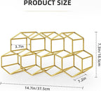 Urban Deco Small Gold Wine Rack 9 Bottle Holder Countertop - No Need Assembly Modern Metal Wire Wine Storage for Counter Top Table Top Coffee Bar Kitchen