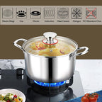 P&P CHEF 4 Quart Tri-Ply Stainless Steel Stock Pot, 4 Qt Stockpot Pasta Cooking Pot with Visible Lid for Soup Vegetable, Induction Cookware for All Stoves, Sturdy & Double Handle, Dishwasher Safe