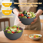 Homienly Wheat Straw Bowls Set of 8, 60oz Extra Large Unbreakable Bowls - Lightweight Alternative to Plastic Serving Bowls for Cereal, Ramen & Soup, Microwave Safe for Outdoor Activities (Grey)