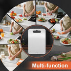 Double-Sided Food-Grade Kitchen Cutting Board,Stainless Steel Cutting Board, Non-Toxic & Non-Slip, Dishwasher Safe, Ideal for Indoor, Outdoor, Camping & BBQ Parties, M 13.4“ * 9”