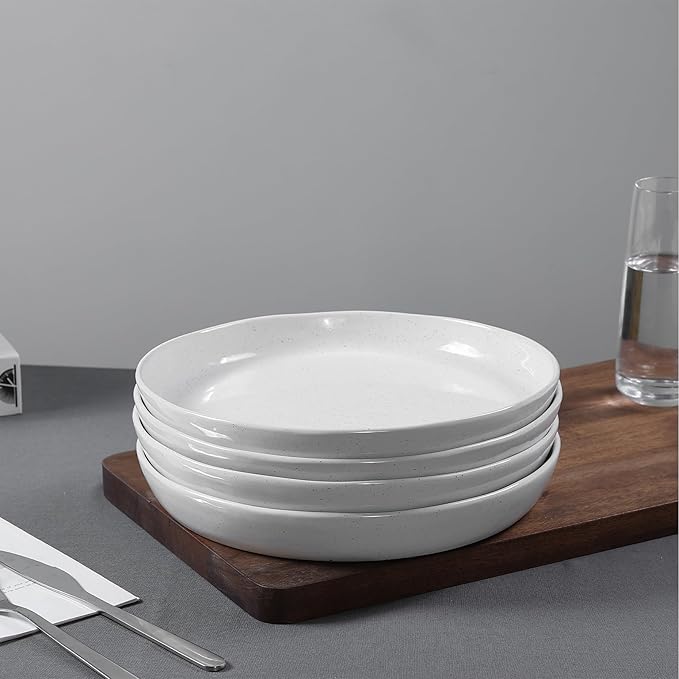 Ceramic Dinner Plates Set - 10 Inch Stoneware Plates, 4pcs Porcelain Plate, Dinnerware Dish set for Kitchen, Microwave Safe, Dishwasher Safe, Scratch Resistant,White