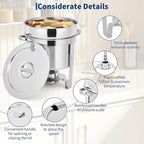 Commercial 7QT Soup Chafer Set, 4 Pack Stainless Steel Round Food Warmers Set with Pot, Notched Lids & Fuel Containers, Soup Warmers Ideal for Buffet Service & Event Catering