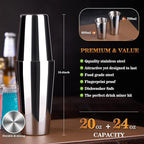Cocktail Shaker Set Bartender Kit : 15-Piece Bar Tool Set with Acrylic Stand Bars Set with All Practical Bar Accessories, for Drink Mixing, Bar, Home, Lounge & Party, Silver