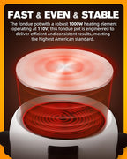 3-Quart Electric Fondue Pot Set – Stainless Steel Fondue Pot with 8 Color-Coded Forks, 3-Mode Adjustable Temperature Control for Cheese, Chocolate, Oil, and Hotpot, Model FD-10B