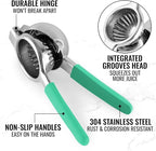 Zulay Lemon Squeezer Stainless Steel with Premium Heavy Duty Solid Metal Squeezer Bowl and Food Grade Silicone Handles - Large Manual Citrus Press Juicer and Lime Squeezer Stainless Steel (Mint)