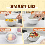 Wheat Straw Bowls Set 40 OZ, Unbreakable Bowls with Dust-Proof Lids Set of 4, Microwave & Dishwasher Safe, Alternative Reusable Plastic Bowl for Cereal, Soup, Salad and Ramen, White