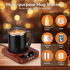 Coffee Mug Warmer & Mug Set for Desk, 36W Electric Coffee Mug Warmer with 16oz Cup, Smart Coffee Heater with 9 Temp Settings & Auto Shut Off, Home Office Desk Accessory, Gifts for Women Men, Wood