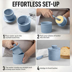 Zulay Kitchen Porcelain Butter Crock With Lid & Knife - Authentic French Butter Dish For Fresh & Spreadable Butter - Blue-Gray