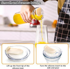 AYL Set of 4 Glass Carafes with Lids (1 Liter) – Clear Glass Water Pitchers and Beverage Serveware for Mimosa Bars, Brunch, Parties, Wine, Juice, Milk, Iced Tea, and Lemonade with Easy-Pour Spout Lids