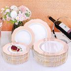 WDF 60pcs Pink Dessert Plates - 7.5inch Baroque Pink &White Disposable Dessert/Salad/Appetizer Small Cute Cake Plates for Upscale Parties &Wedding-Special for Bridal Shower, Brithday, Baby Shower