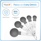 TILUCK Measuring Cups & Spoons Set, Stackable Cups and Spoons, Nesting Measure Cups with Stainless Steel Handle, Kitchen Gadgets for Cooking & Baking (Gray)