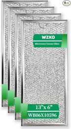 13" x 6" Microwave Grease Filter - Pack of 4 for Whirlpool GE W10208631A WB06X10596 Microwave Replacement Filter