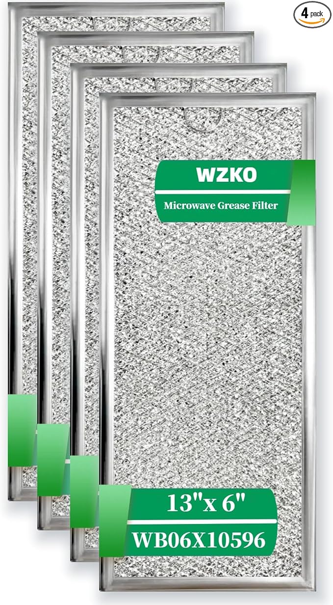 13" x 6" Microwave Grease Filter - Pack of 4 for Whirlpool GE W10208631A WB06X10596 Microwave Replacement Filter