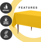 Exquisite 66% Thicker Premium Plastic Table Cloth Rectangle Table Cover 0.5 Mil 12 Pack Yellow Table Cloth 54 Inch x 108 Inch Disposable Tablecloth Won't Tear Easily Like Cheap Thin Brands