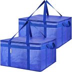 BALEINE 2Pk Insulated Reusable Grocery Bags, Collapsible Cooler Bag for Groceries, Heavy Duty Large Insulated Bag (19.5''x19.5''x11.5'', Midnight Blue)