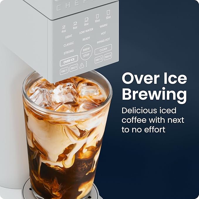 Chefman Caffeinator Single Serve Coffee Maker, Brew Kcups & Grounds, Drip Coffee Machine with Brew Strength Settings, Iced Coffee Function, 48 oz. Removable Water Reservoir