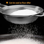Fine Mesh Stainless Steel Metal With HoleSieve Food Strainer Grease Spider Skimmer And With Handle Large Holes Slotted Colander Frying Spoon Set,Handheld For Kitchen Cooking And Filter Food Residues