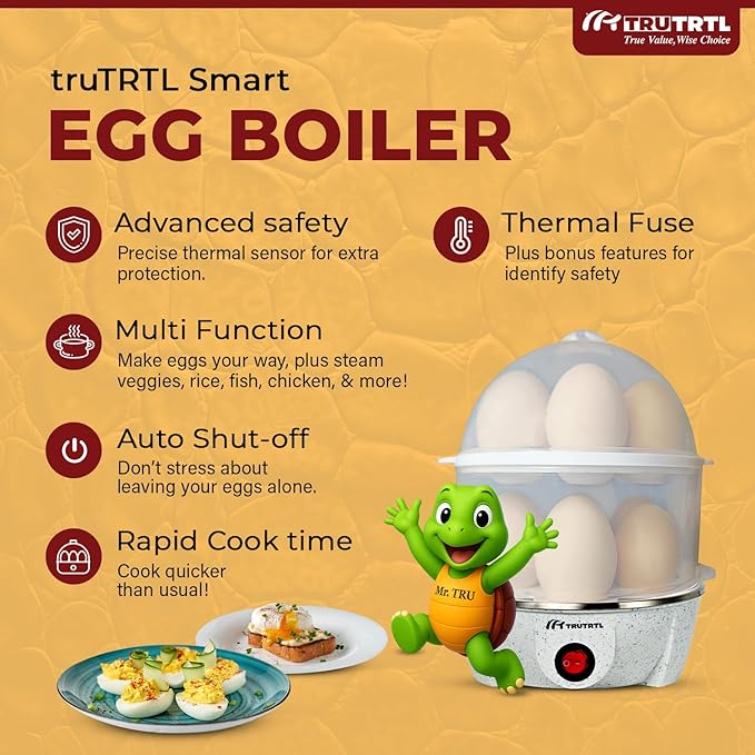 4 in 1 electric egg cooker | Boils upto 14 eggs | Poacher | Omelet maker | Vegetable steamer, dumpling & More | Marble