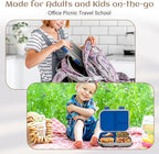 Stainless Steel Bento Box Kids, 3 Compartments Leak Proof Metal Bento Lunch Box, 304 Stainless Steel Bento Lunch Containers for School and Office,Dishwasher Safe, BPA-Free-Blue