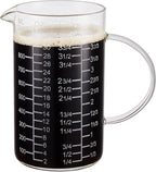 Ackers Mirror Etching Scale Glass Measuring Cup-[Insulated handle | V-Shaped Spout]-Made of High Borosilicate Glass Measuring Cup for Kitchen or Restaurant, Easy to Read, 1000 ML (32 Oz, 4 Cup)