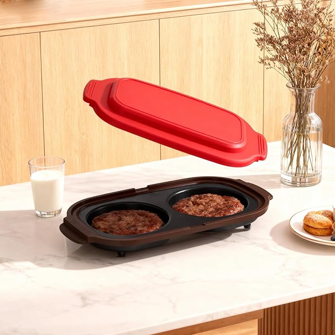 Microwave Egg Cooker, Portable Poacher/Fryer Egg, Egg Cooker for Breakfast Sandwiches Maker for 2 Eggs, for Kitchen, Travel, Gifts Dishwasher-Safe (red)