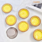 CHEFMADE Mini Pudding Pan Set, 3-Inch 4Pcs Non-Stick Egg Tart Mold Round Mini Cake and Loaf Bakeware for Oven and Instant Pot Baking (Champagne Gold)