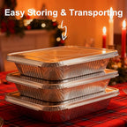 Aluminum Foil Pans 9x13 - Disposable Half Size Deep Steam Table Tin Foil Pans for Oven Baking Cake, Roasting Turkey, Food Prepping, Storing, Freezing, Chafing (25 Pack with Lids)