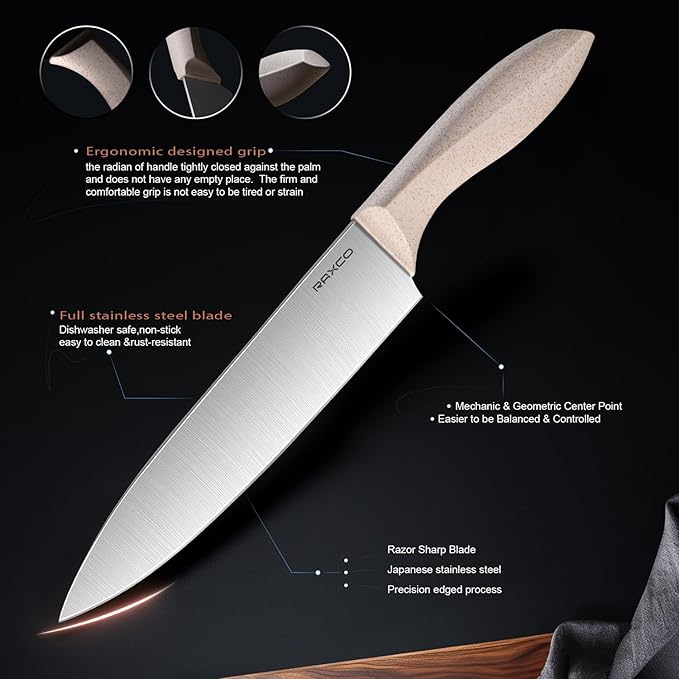 RAXCO Utensil Sets,18-Piece Knifes and cutting board,Silicone Cooking Tools and Kitchen Accessories,Straw