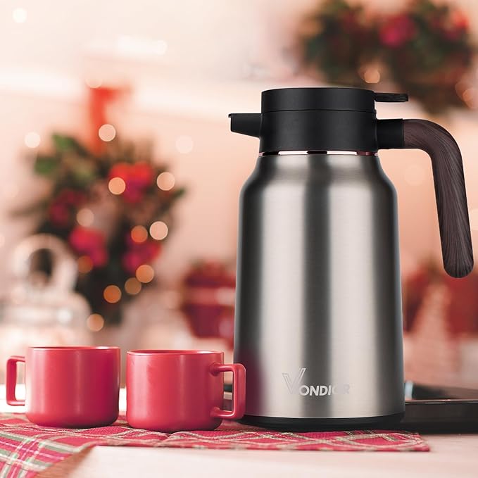 Vondior Coffee Carafe 35oz/1.0L - 24Hours Coffee Thermal- Insulated 304 Stainless Steel Hot Beverage Dispenser - Thermal Coffee Carafes For Keeping Hot/Cold Coffee, Drink Dispenser for Parties