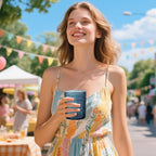 YOUBET 24PCS Plastic Hobnail Drinking Glasses - 14 Oz Blue Vintage Glasses Drinkware - Disposable Beaded Cups for Juice, Wine, Party