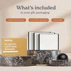 SMIRLY Plastic Cutting Board Set with Holder 3 Pieces, Non-Slip Dishwasher Safe Chopping Boards for Kitchen, Black & White