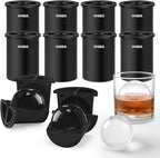 Clear Ice Cube Maker, 2.5" Stainless Steel Ice Ball Maker Mold for Whiskey & Cocktails, Non-BPA Premium Silicone Ice Cube Molds, Easy-Release Sphere Ice Maker, Bourbon Gifts for Men (8 PACK)