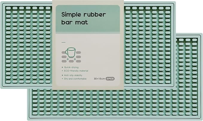 2PCS11.8 * 5.9in Green Bar Mat, Prevent Cups and Glasses from Sliding and Protect The Surface of The Table from Being Easily Damaged, Suitable for Bars, Home Bars and Coffee Bars