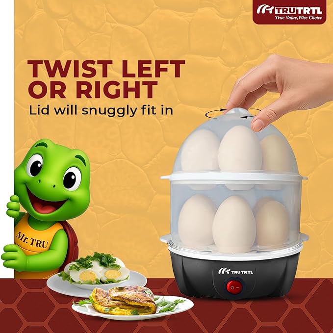4 in 1 electric egg cooker | Boils upto 14 eggs | Poacher | Omelet maker | Vegetable steamer, dumpling & More | Royal Black