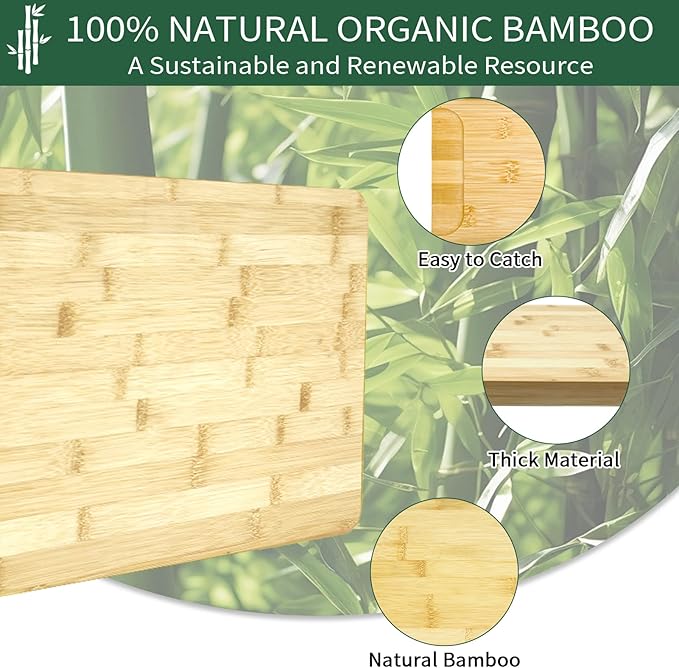 GCQ 17.8" × 10.8" Bamboo Cutting Board for Breville 860BSS 845BSS BOV800XL Smart Oven, Convection Toaster Oven Accessories With Heat-Resistant Non-Skid Silicone Feet,100% Natural Organic Bamboo