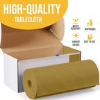 Exquisite Party Solids 54 Inch X 100 Feet Gold Plastic Table Cover Roll in A Cut - to - Size Box with Convenient Slide Cutter. Cuts Up to 12 Rectangle 8 Feet Plastic Disposable Tablecloths