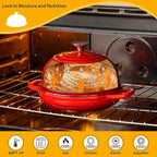 Velaze Enameled Cast Iron Dutch Oven for Bread Baking,5 QT Round Bread Oven Pot with Dome Lid for Sourdough, Roasting,Braising(Red)