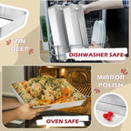 Leonyo Stainless Steel Baking Trays, 9.3 x 7 Inch Bakeware Cake Pan, Rectangle Lasagna Pan for Commercial Kitchen, Focaccia Bread, Casserole Dish - 2 Inch Deep