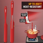 Walfos Silicone Jar Spatula - High Heat Resistant Kitchen Spatulas(450°F）,Cake Cream Butter Spatulas, for Cooking Mixing -BPA Free and Dishwasher Safe Mixing Batter Scraper Spatula, Red(2pcs)