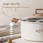 CAROTE 6 Qt Nonstick Stock Pot with Lid Soup Pot, 6 Quart with Lid, Casserole Super Easy to Clean Non Stick Cooking Pot Cookware PFOA Free, White Granite