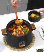 Ceramic Casserole with Lid, 5L, Black