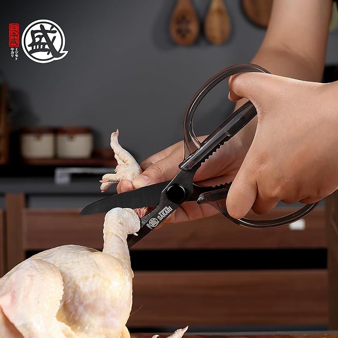 MITSUMOTO SAKARI Heavy Duty Japanese Kitchen Scissors, Multipurpose Detachable Stainless Steel Kitchen Shears, Sharp Cooking Scissors for Meat, Fish, Nuts, Vegetables