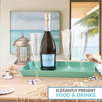 US Acrylic Coastal Plastic Serving Trays (Set of 4) 15” x 10” | Large Unbreakable Reusable Rectangular Party Platters | Serve Appetizers, Fruit, Veggies, & Desserts | BPA-Free & Made in USA