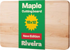 Riveira Maple Wood Cutting Board – Gourmet Maple Grandeur: 18 x 12 Wooden Cutting Board – Natural Wooden Cutting Boards For Kitchen Decorative – Innovative Juice Grooves Maple Wooden Chopping Board