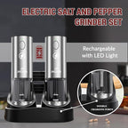 [Upgraded Larger Capacity] Electric Salt and Pepper Grinder Set with USB Charging Base, 95ml Large Capacity, Adjustable Coarseness,Stainless Steel Automatic Pepper Mill (Upgraded Adjustment-B)
