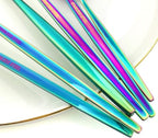 24Pcs Rainbow Mirror Silverware Flatware, 18/0 Stainless Steel Cutlery Set Utensils Kitchen Dinnerware Include Knife Fork Spoon and Teaspoon, Service for 4