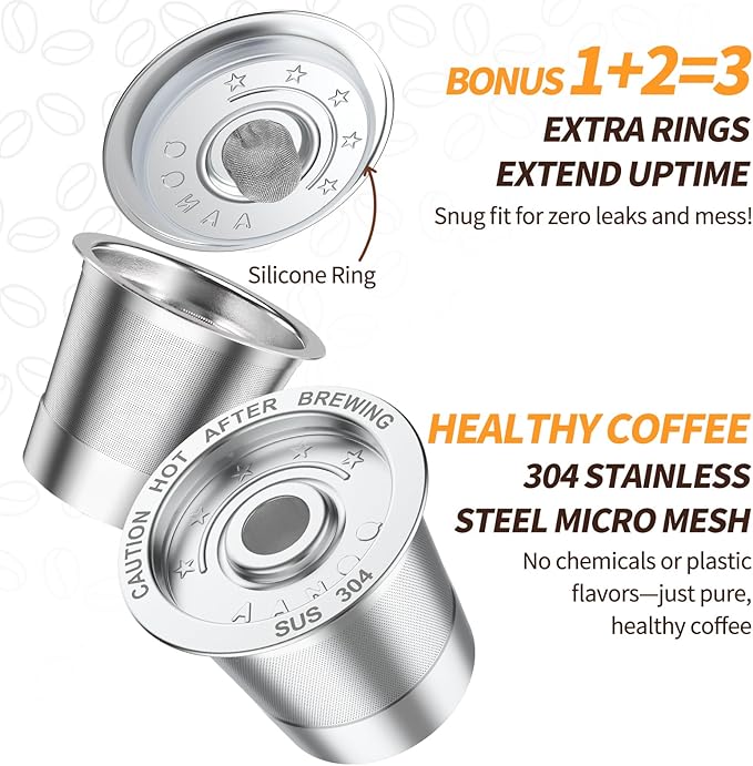 AANQQ 2 Pack K Cup Reusable Coffee Pods for Keurig: Stainless Steel Refillable K Cup - Reusable Coffee Filter for Keurig 1.0 Coffee Maker, Permanent, Eco-Friendly, BPA-Free