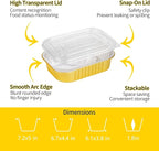 40 Pack 1.5 LB 7.2"×5"×1.8" Aluminum Pans with Lids Heavy Duty, 24 Ounce Disposable Tin Foil Food Containers with Lids for Baking, Meal Prep, Freezer, Heating and Takeout