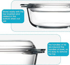 Mini-1 QT Oval Glass Casserole Dish With Lid, (Single Serving) Glass small casserole dish with lid, Glass Casseroles With Glass Lids, Microwavable Glass Casseroles Dishes, Glass Dish with Glass Lid