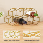 Urban Deco Small Gold Wine Rack 9 Bottle Holder Countertop - No Need Assembly Modern Metal Wire Wine Storage for Counter Top Table Top Coffee Bar Kitchen